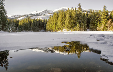 Frozen tarn Vrbicke pleso, Slovakia