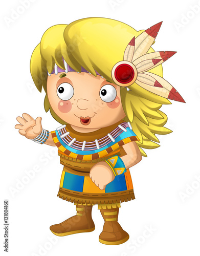 "Cartoon indian character - isolated - illustration for children" Stock