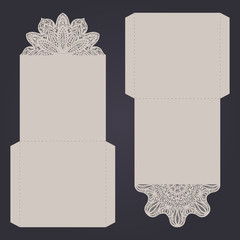 Abstract wedding cutout invitation template. Suitable for lasercutting. Lace folds.