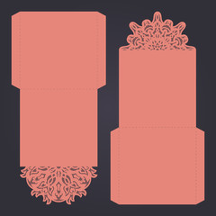 Abstract wedding cutout invitation template. Suitable for lasercutting. Lace folds.