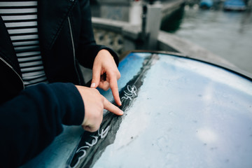 Travel Fingers of travelers point to the map. Tourism