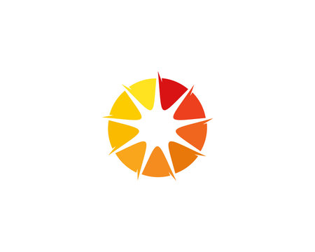 Initial Letter O Sun Logo Design Element