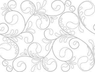 Black and white floral seamless
