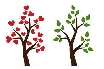 Love tree with heart leaves