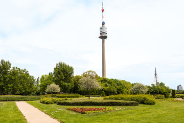 Obraz premium View from park on danube tower, vienna, austria