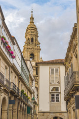 Fototapeta na wymiar Berenguela bell tower from Santiago de Compostela streets