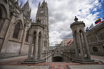 the neo-gothic basilica de voto nacional Quito Ecuador