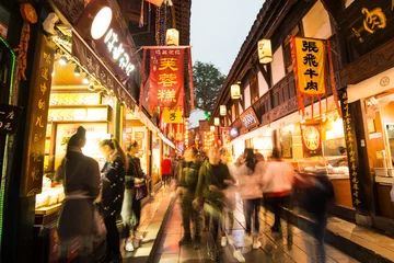 Abwaschbare Fototapete China Altstadt am Abend