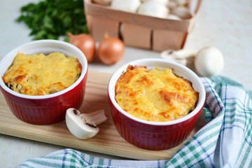 Сasserole with meat and mushrooms