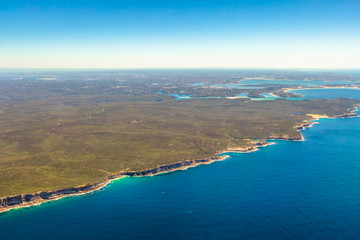 Fototapeta na wymiar Aerial view of Wattamolla, Royal National Park, a protected national park That Is located south of Sydney, New South Wales, in eastern Australia.