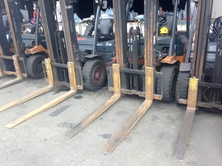 fleet of forklift waiting for maintenance at Johor Port