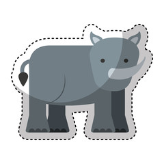 cute rhino character icon vector illustration design