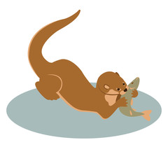 otter vector illustration style Flat
