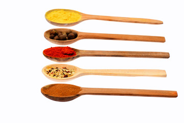 spicy fragrant spices in spoons