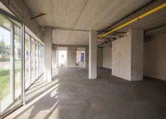 Empty interior of an unfinished building
