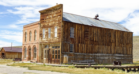Abandoned buildings in the 19th Century gold mining ghost town of Bodie, California, a State Historic Park