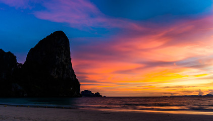 Fototapeta na wymiar Beach sunset over a sea