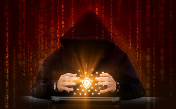 Hacker attacks secure network. Hacking the network.