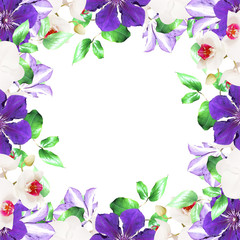 Fototapeta na wymiar Beautiful floral background with orchids and clematis 