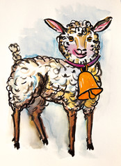 lamb - watercolor illustration