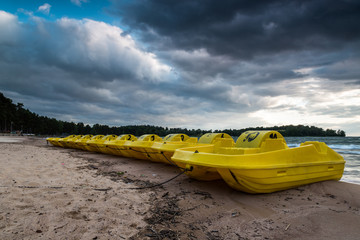 Fototapeta premium Yellow pedal boats