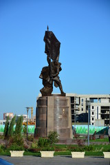 Fototapeta premium Monument to World War II hero KOSHKARBAYEV in Astana, Kazakhstan