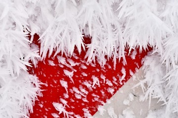 Frost - hoarfrost. Beautiful winter seasonal abstract background.