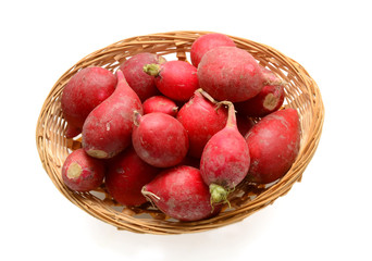 Fresh Red Radishes Isolated on White Background