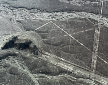 Lines and Geoglyphs in the Nazca desert. It is a designated UNESCO World Heritage Site - Peru, South America