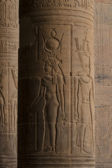 Carved column at temple of philae