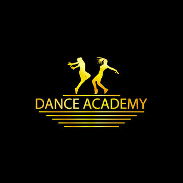 Luxury Golden Dance Academy Logo Silhouette, EPS8, Vector, Illustration