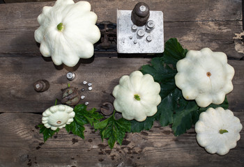 pumpkin weigh on the old scale, ripe pumpkin, food for sale, small business, agriculture,