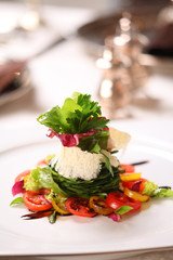 Fine dining - vegetable salad with parmesan