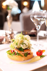 Fine dining - fish dish with salad