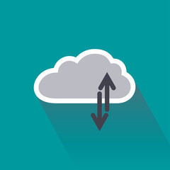 Digital data upload and download on cloud server storage. EPS10 vector illustration