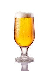 light cold beer in frosty glass isolated on white