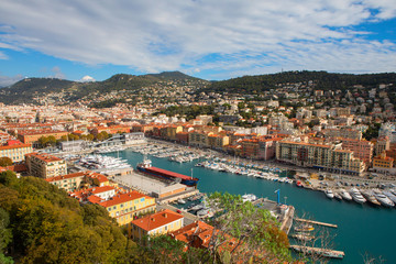 Aerial View on Port of Nice and Luxury Yachts