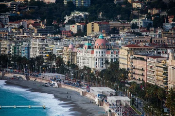 Papier Peint photo Lavable Ville sur leau The seafront of Nice with Promenade des Anglais and Hotel Negres