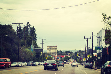 Traffic in downtown Los Angeles