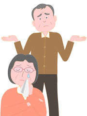 喧嘩する高齢者の男女