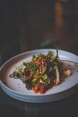 Healty food on glass table