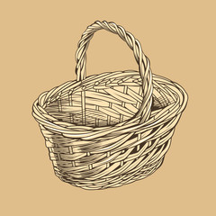 Obraz premium Vintage Basket In Woodcut Style