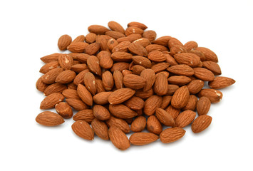 Almonds nuts isolated on white background