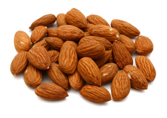 Almonds nuts isolated on white background