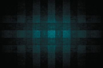 Fragment of lattice or crossing lines wallpaper green turquoise blue navy lime black dark colored, or abstract surface of geometrical square pattern background, or texture useful as background