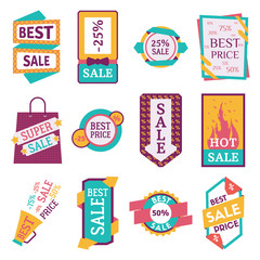 Set of commercial sale stickers, elements and badges