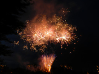 Colored firework at dark night