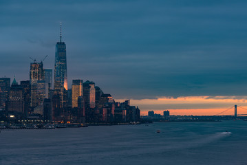 New York Manhattan skyline at dusk