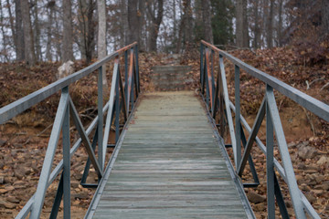 Obraz premium Path upward to the woods from the dock