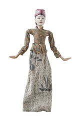 Fototapeta na wymiar Antique wood puppet on white background